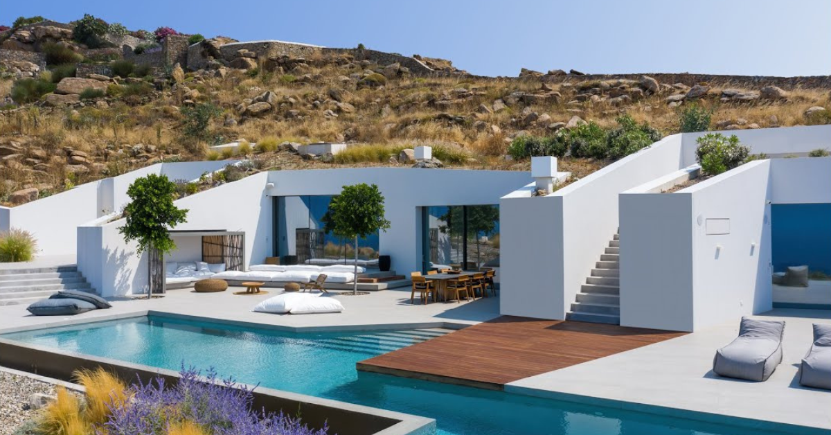 Luxury villa in Mykonos with private pool, sea views, concierge services, private chef, driver and VIP lifestyle support during summer 2026.